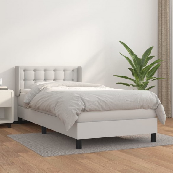 Cadre de lit avec matelas Blanc 100x200cm Similicuir