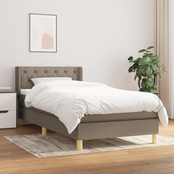 Cadre de lit avec matelas Taupe 80x200 cm Tissu