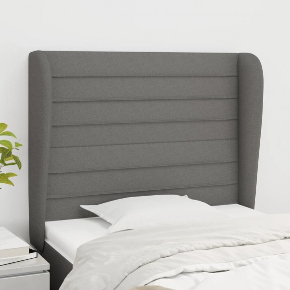 Tête de lit avec oreilles Gris foncé 83x23x118/128 cm Tissu