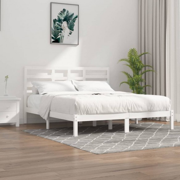 Cadre de lit Blanc Bois massif 200x200 cm