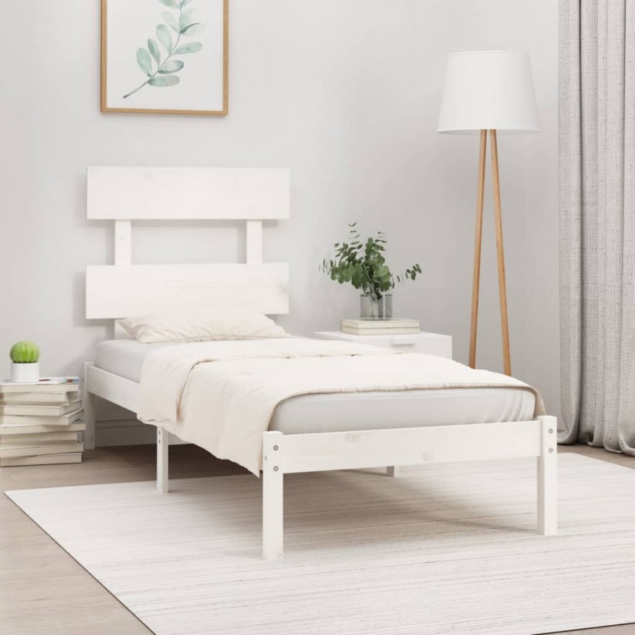 Cadre de lit Blanc Bois massif 100x200 cm