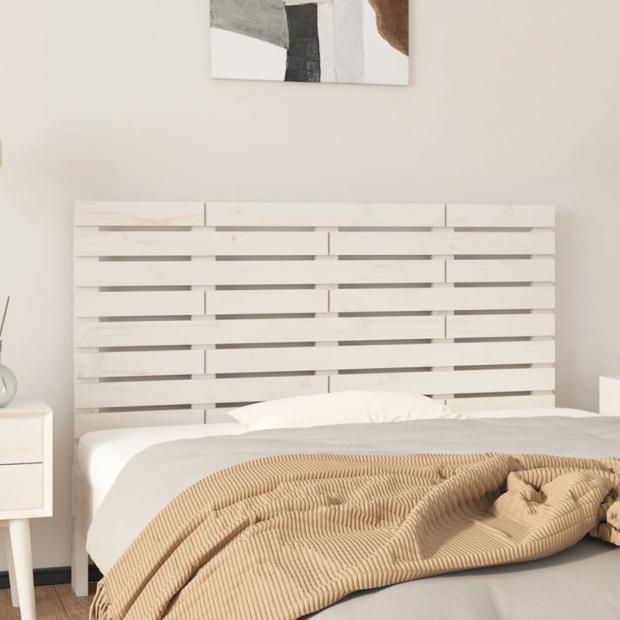 Tête de lit murale Blanc 146x3x63 cm Bois massif de pin