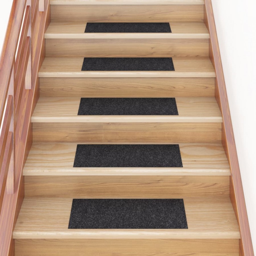 Tapis d'escalier autocollants Rectangulaire 15 pcs 60x25cm Noir