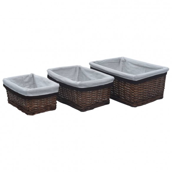 Ensemble de paniers gigognes 3 pcs Marron Saule