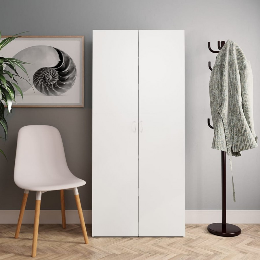 Armoire à chaussures Blanc 80 x 35,5 x 180 cm Bois d'ingénierie