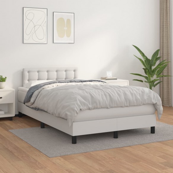 Cadre de lit avec matelas Blanc 120x200cm Similicuir