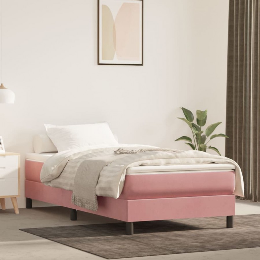 Cadre de lit avec matelas Rose 90x200 cm Velours