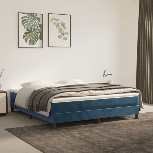 Cadre de lit et matelas Bleu foncé 180x200cm Velours