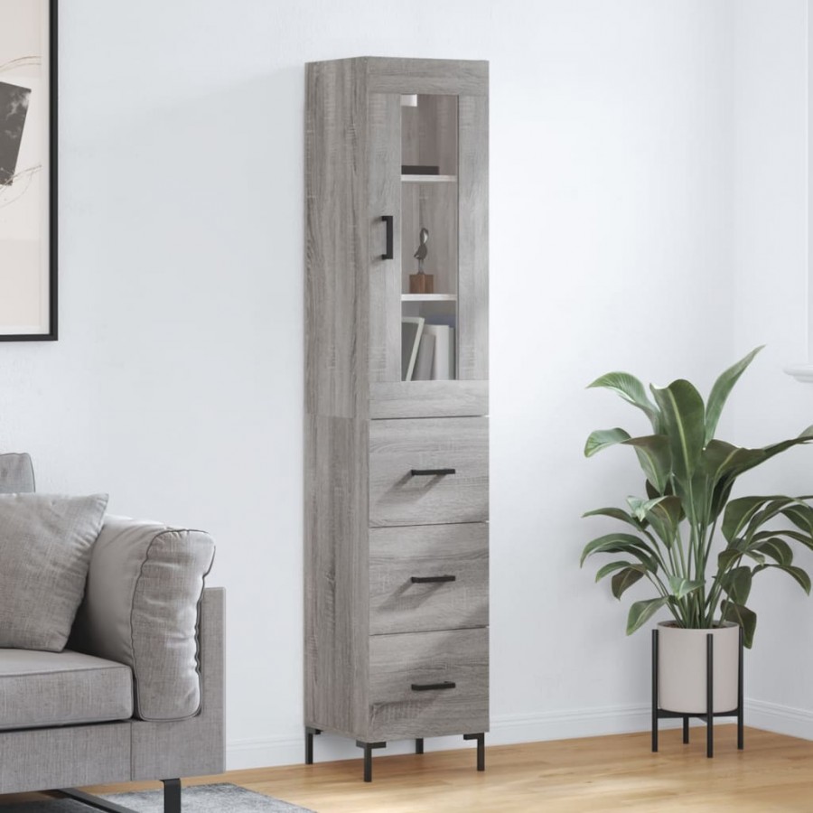 Buffet haut Sonoma gris 34,5x34x180 cm Bois d'ingénierie