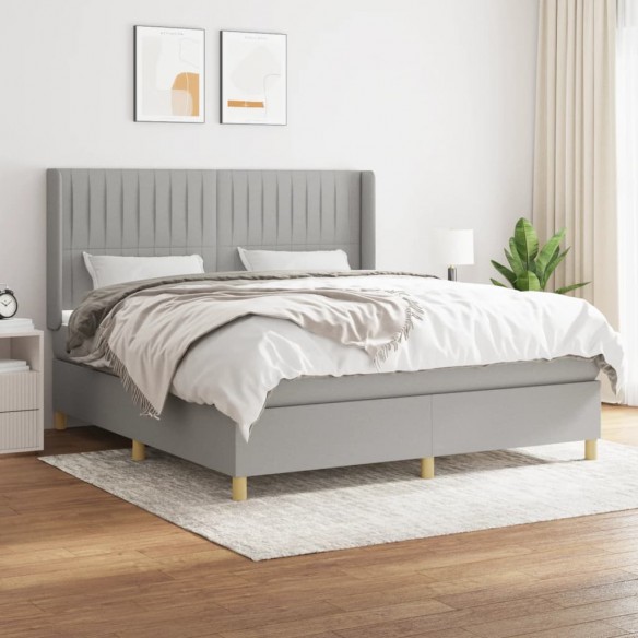 Cadre de lit avec matelas Gris clair 180x200cm Tissu