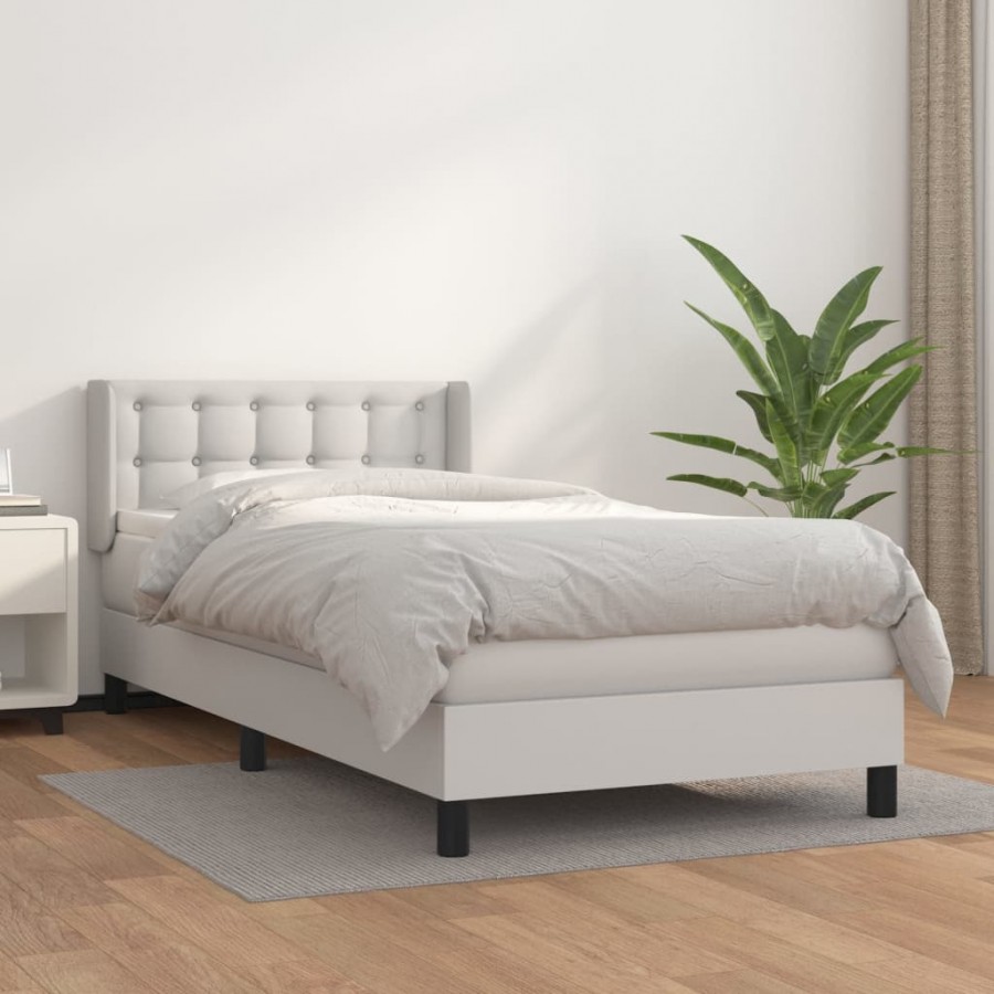 Cadre de lit avec matelas Blanc 90x200 cm Similicuir