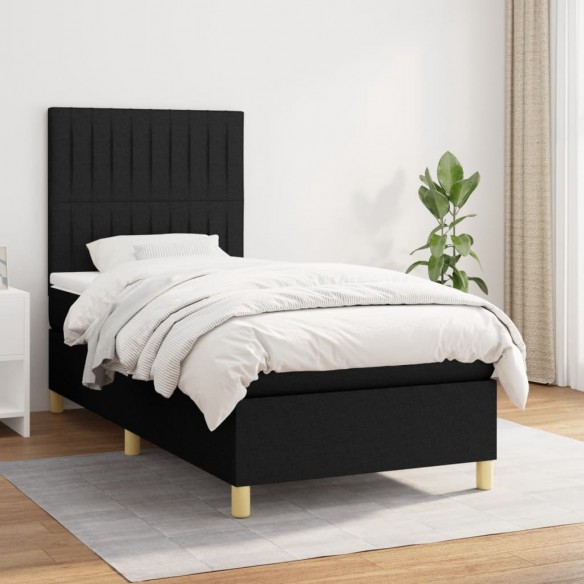 Cadre de lit avec matelas Noir 90x190 cm Tissu