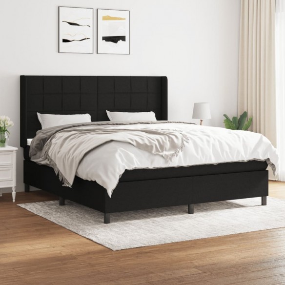 Cadre de lit avec matelas Noir 180x200 cm Tissu