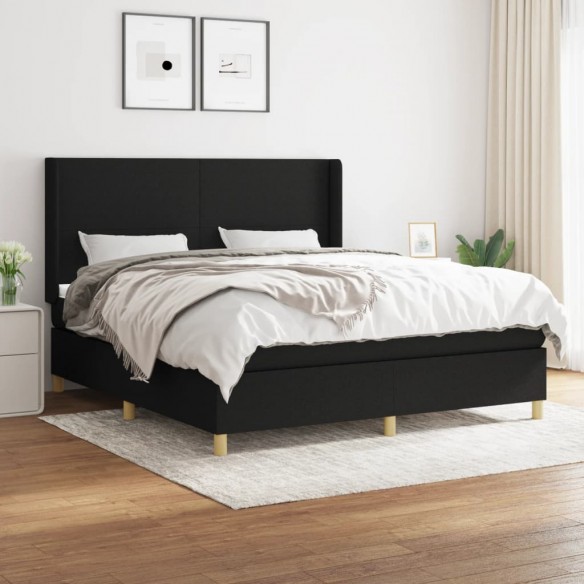 Cadre de lit avec matelas Noir 180x200 cm Tissu