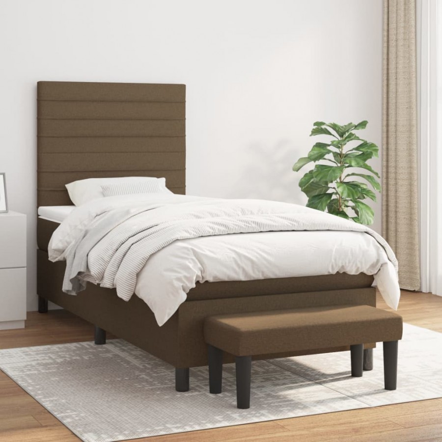 Cadre de lit avec matelas Marron foncé 100x200 cm