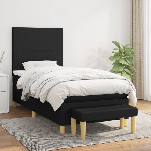 Cadre de lit avec matelas Noir 90x200 cm Tissu