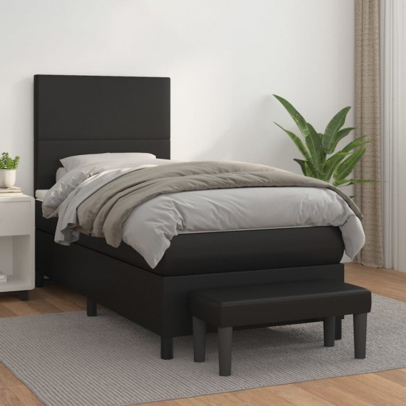 Cadre de lit avec matelas Noir 80x200cm Similicuir