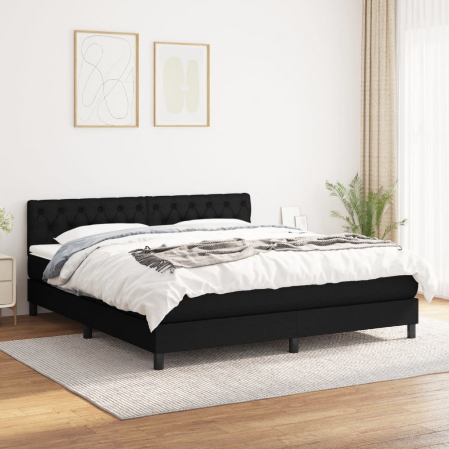 Cadre de lit avec matelas Noir 160x200 cm Tissu