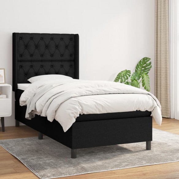 Cadre de lit et matelas Noir 80x200 cm Tissu