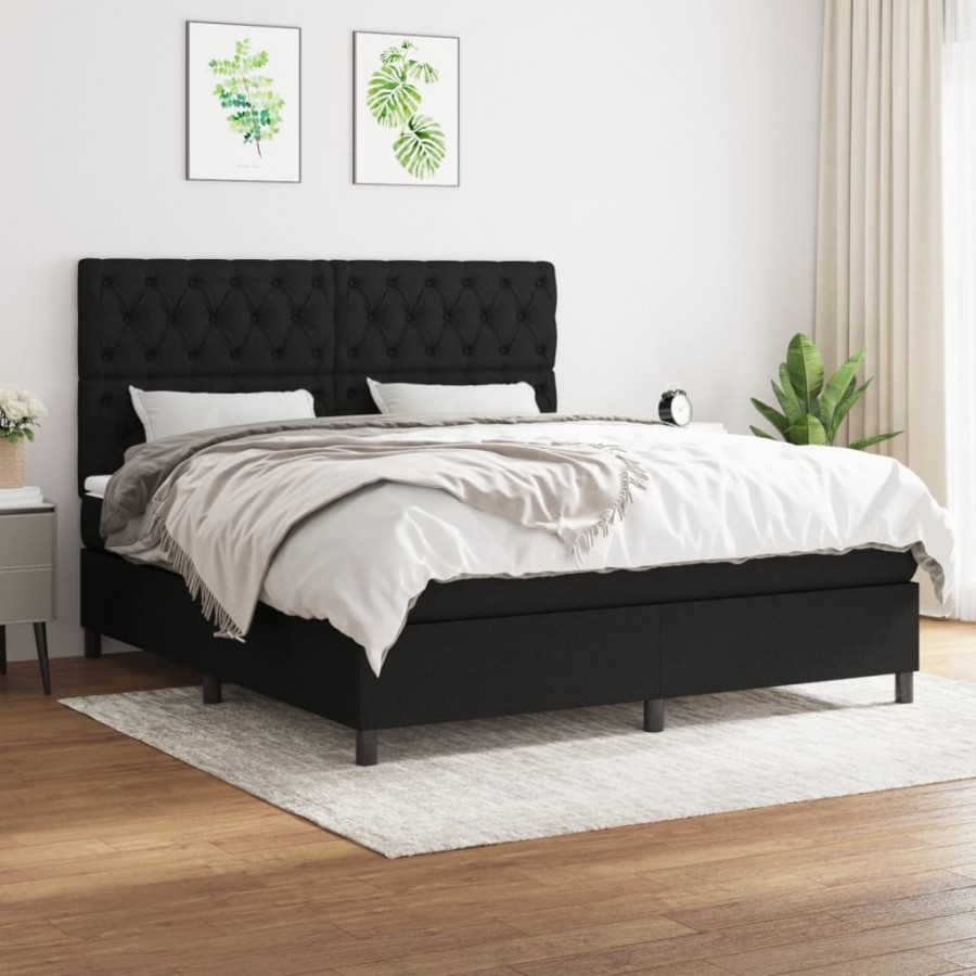 Cadre de lit avec matelas Noir 160x200 cm Tissu