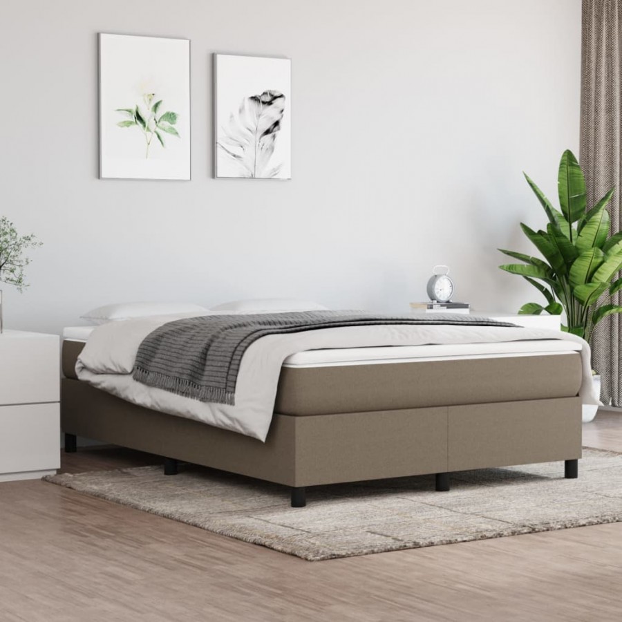 Cadre de lit avec matelas Taupe 140x190 cm Tissu