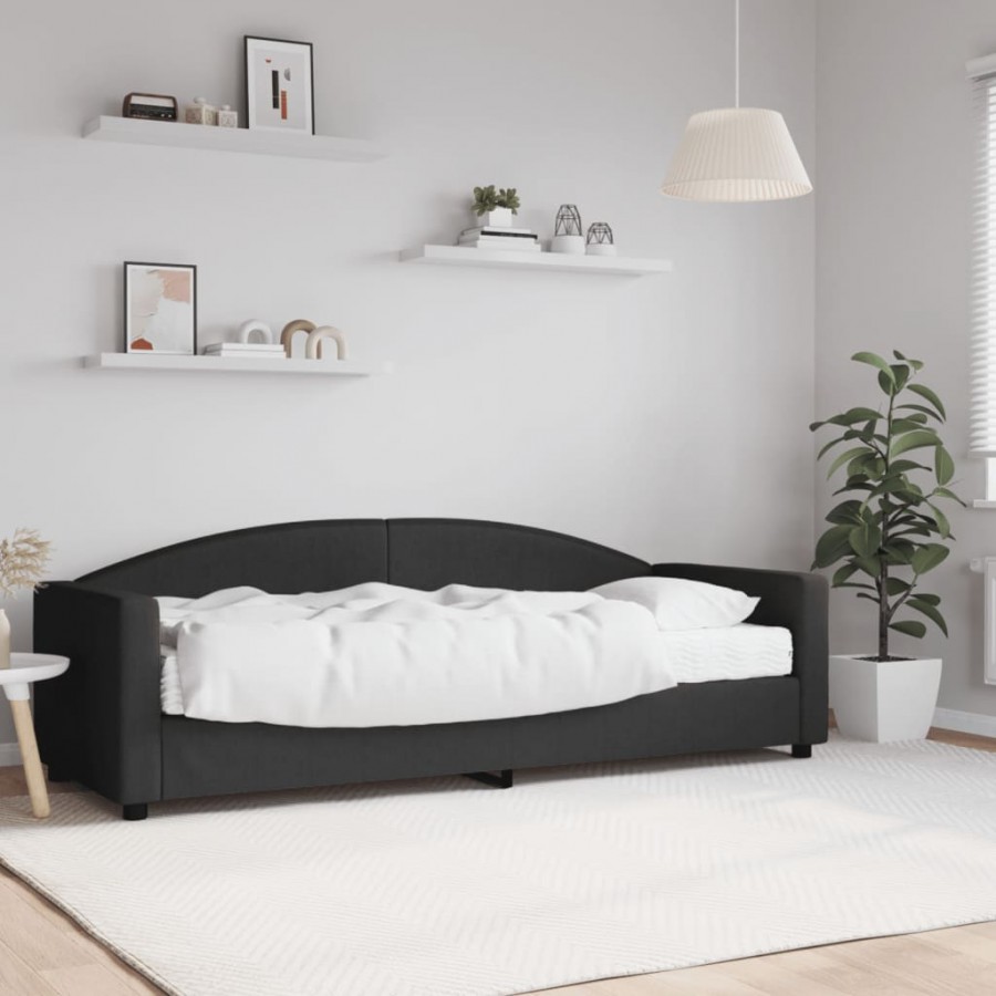 Lit de jour avec matelas noir 80x200 cm tissu