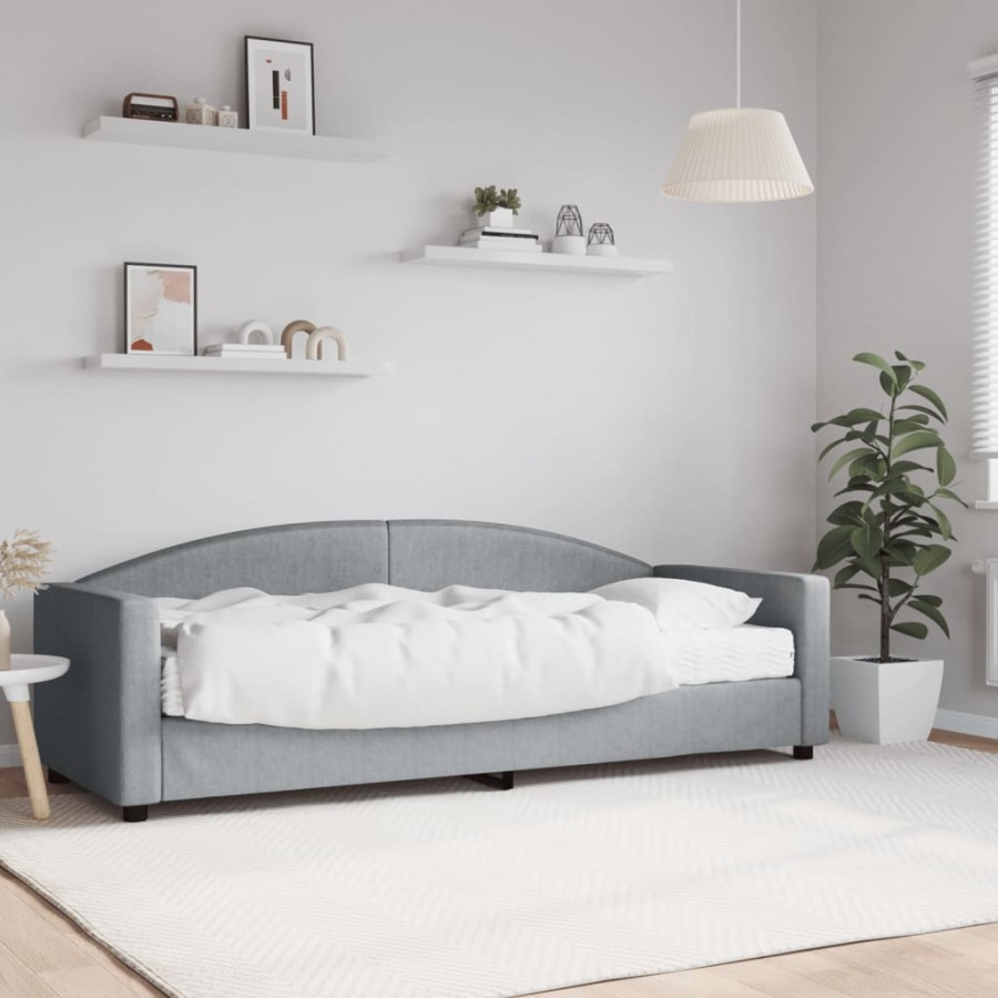 Lit de jour avec matelas gris clair 80x200 cm tissu