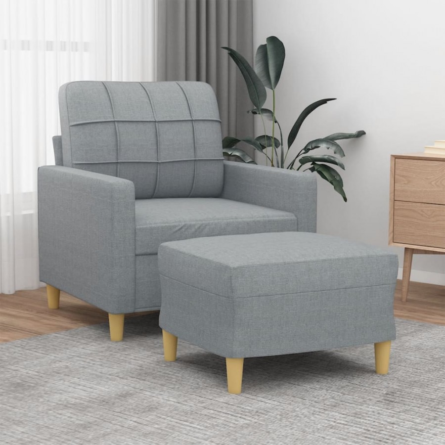 Fauteuil avec repose-pied Gris clair 60 cm Tissu