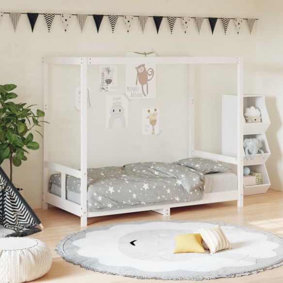 Cadre de lit pour enfant blanc 80x160 cm bois de pin massif