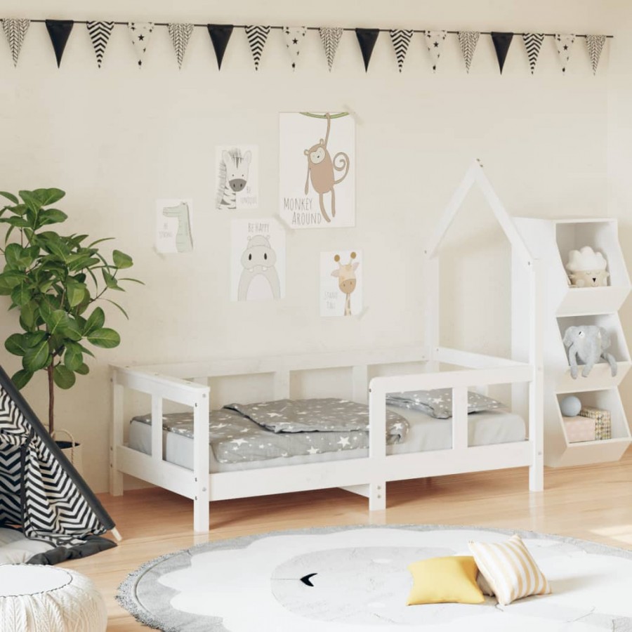 Cadre de lit pour enfant blanc 70x140 cm bois de pin massif