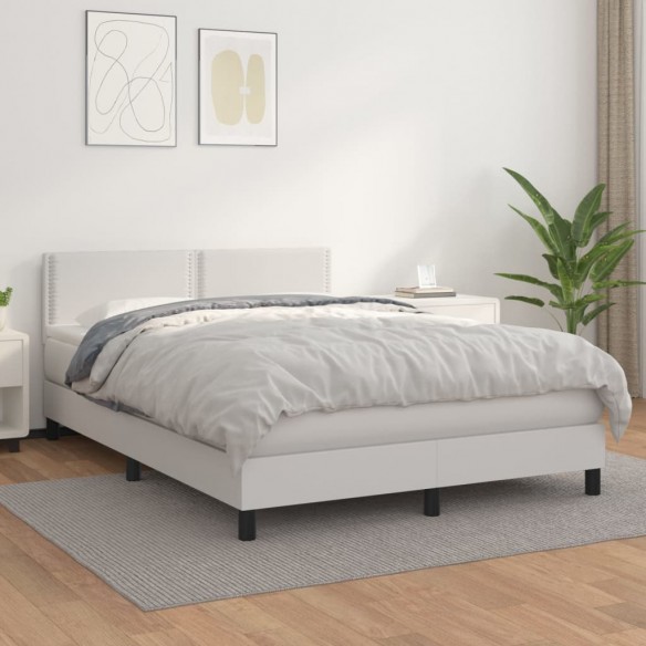 Cadre de lit avec matelas Blanc 140x200cm Similicuir