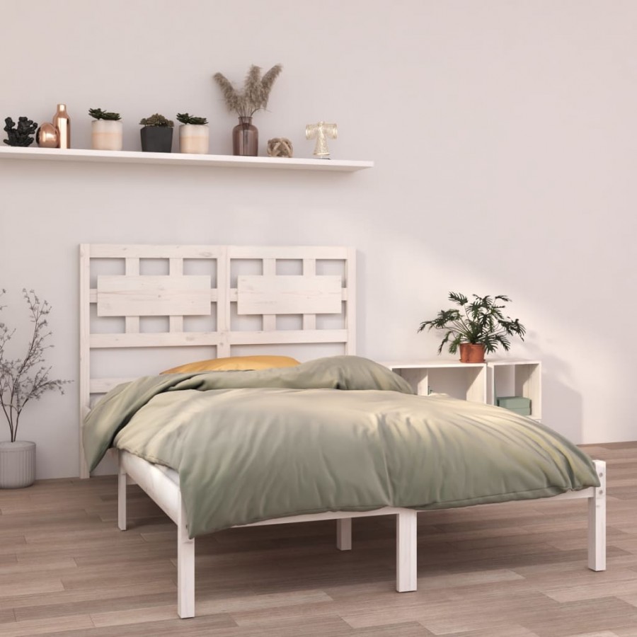 Cadre de lit Blanc Bois massif 135x190 cm Double