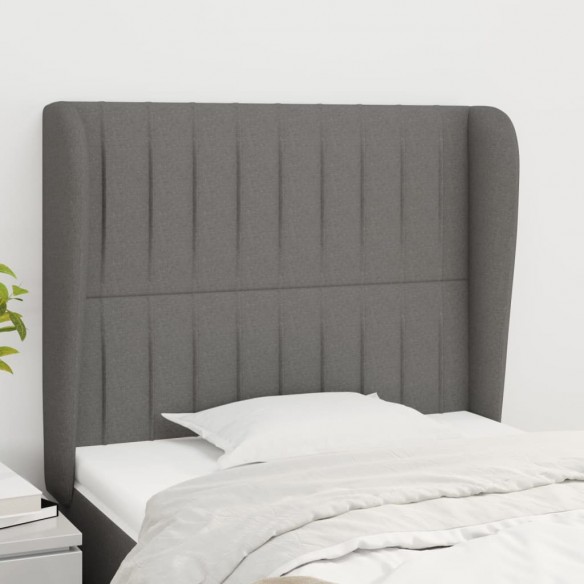 Tête de lit avec oreilles Gris foncé 83x23x118/128 cm Tissu