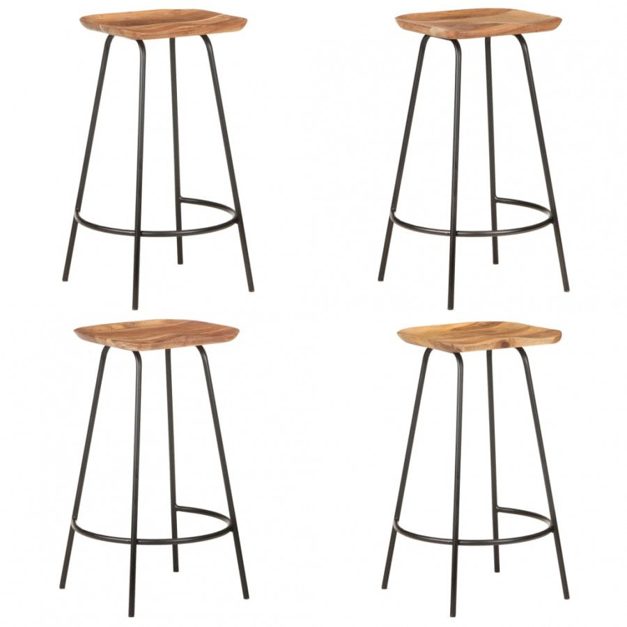 Tabourets de bar lot de 4 bois d'acacia solide