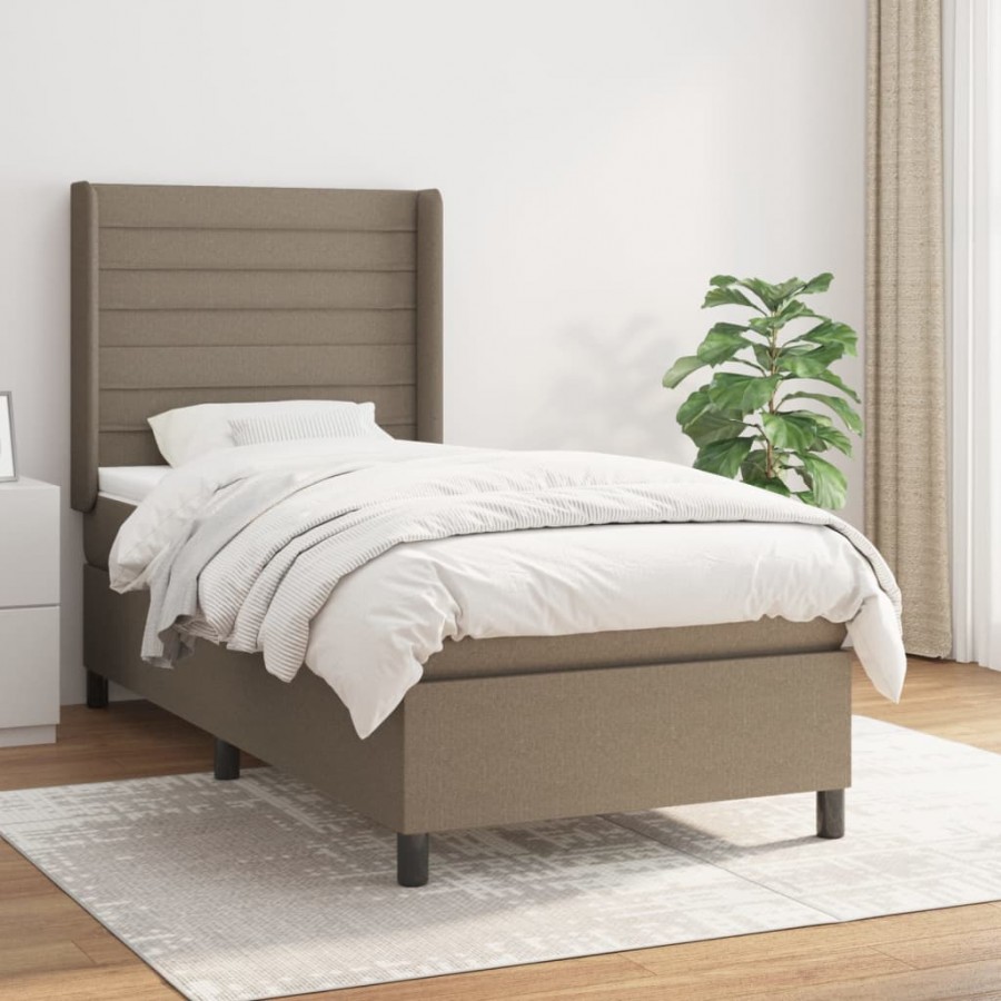 Cadre de lit avec matelas Taupe 100x200 cm Tissu