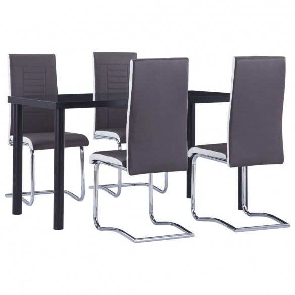 Ensemble de salle à manger 5 pcs Similicuir Gris