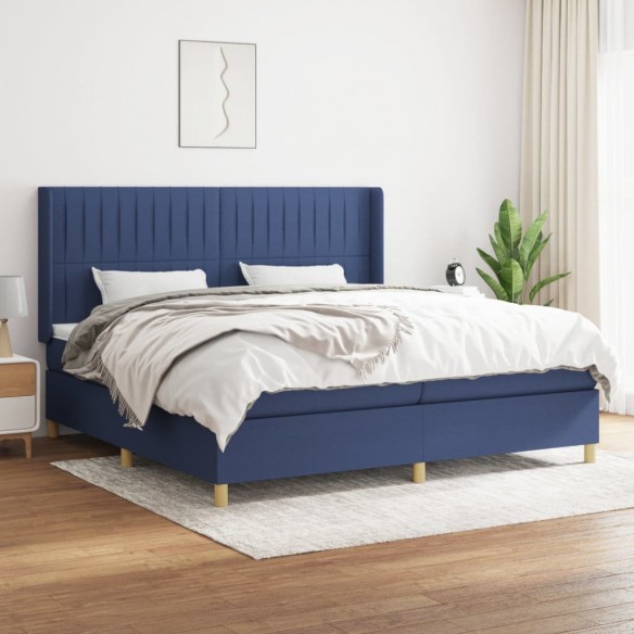 Cadre de lit avec matelas Bleu 200x200 cm Tissu