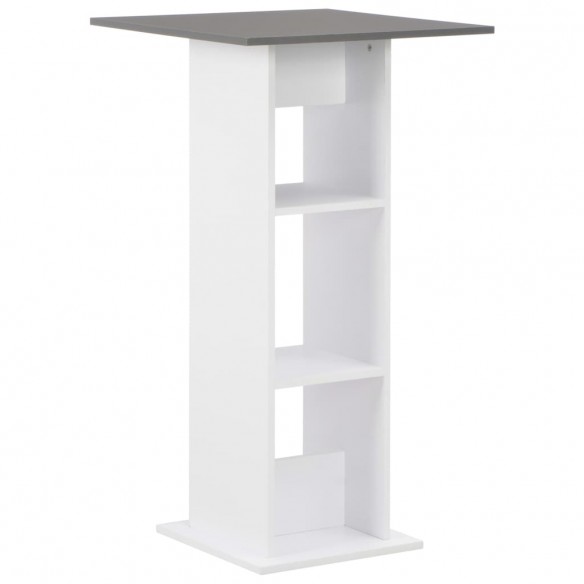 Table de bar Blanc et gris anthracite 60x60x110 cm