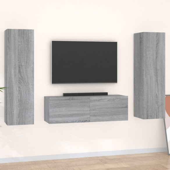 Ensemble de meubles TV 3 pcs Sonoma gris Bois d'ingénierie