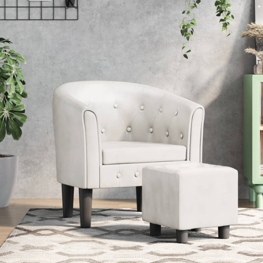 Fauteuil cabriolet avec repose-pied blanc similicuir