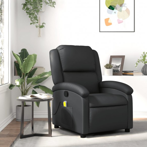 Fauteuil de massage inclinable noir cuir véritable