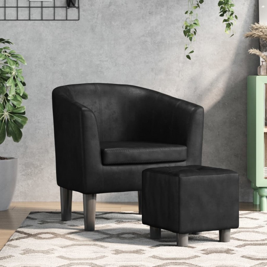 Fauteuil cabriolet avec repose-pied noir similicuir