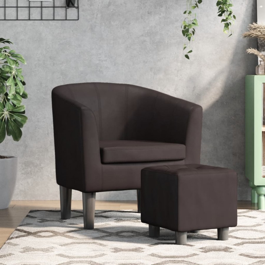 Fauteuil cabriolet avec repose-pied marron similicuir