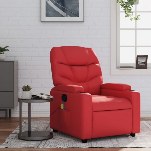 Fauteuil de massage inclinable rouge similicuir