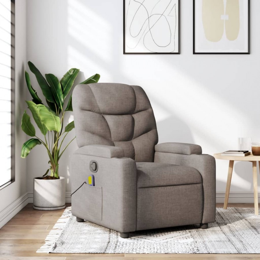 Fauteuil de massage inclinable Taupe Tissu