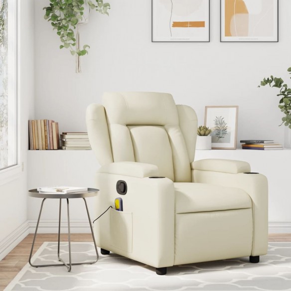 Fauteuil inclinable de massage Crème Similicuir