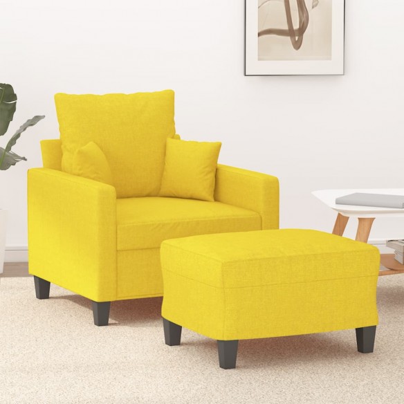 Fauteuil avec repose-pied Jaune clair 60 cm Tissu