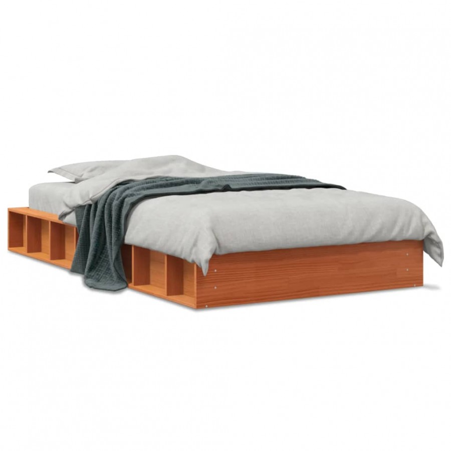 Cadre de lit cire marron 75x190 cm bois de pin massif