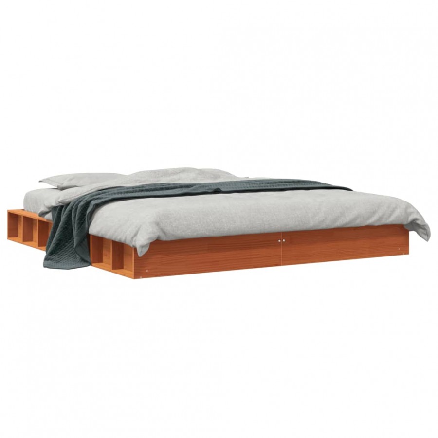 Cadre de lit cire marron 200x200 cm bois de pin massif