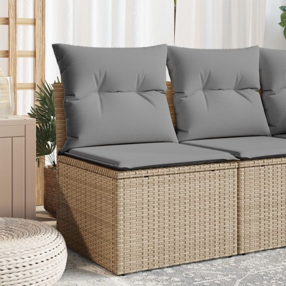 Canapé de jardin sans accoudoirs coussins beige résine tressée